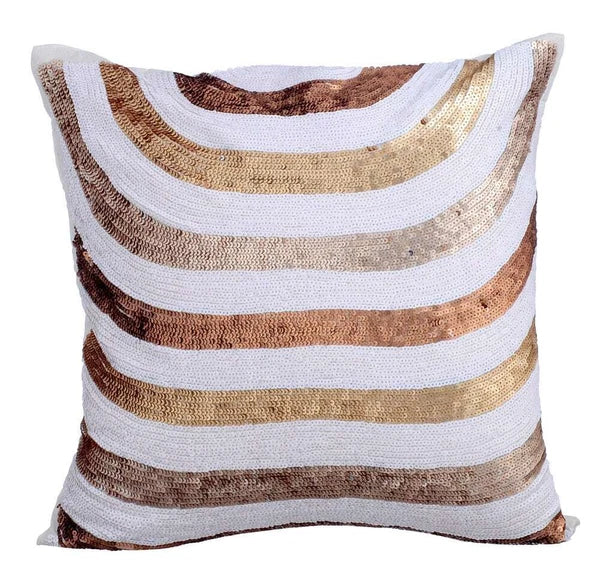 Decorative Couch Cushion Case White 16"x16", Bed Decor Silk Abstract - Alchemy