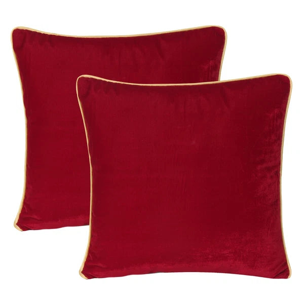 Maroon Velvet Pillowcase Couch Cushion Cover with Zipper Closure Piping Edge