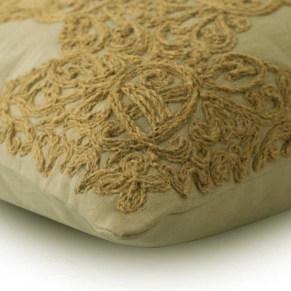 Square Sofa Pillow Case Beige 16"x16", Bed Decor Linen Fabric - Jute Heritage
