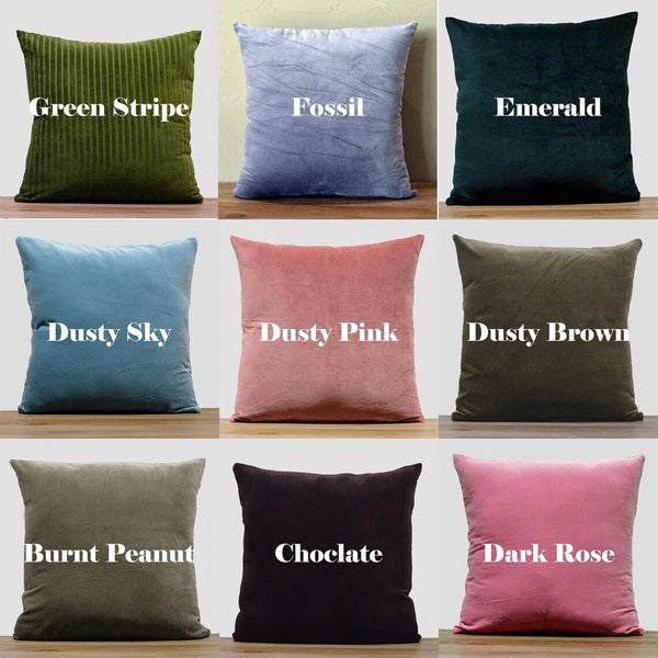 "Lumbar Velvet Cushion Cover – Soft Cotton Throw Pillow Case for Sofa/Bed"