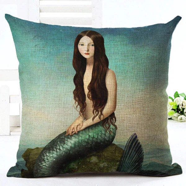 RUBYLOVE Mermaid Pattern Pillow Cushion Cover Car Home Decoration Sofa Bed
