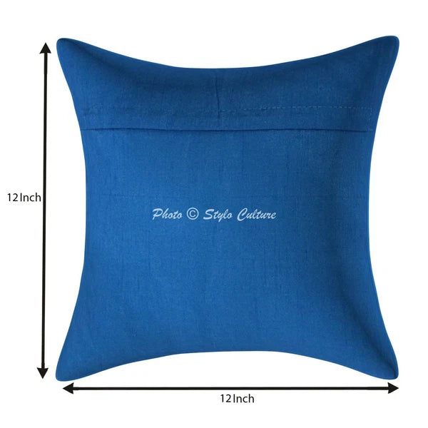 Indian Peacock Brocade Cushion Cover Handmade Sofa Pillow Case Cover Throw 12"