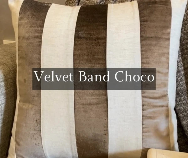 Square Couch Pillow Cover Brown 16"x16", Bed Decor velvet - Velvet Band Choco