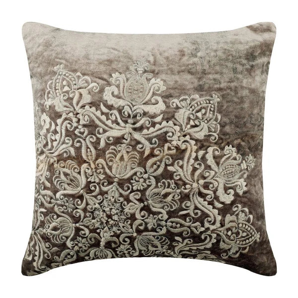 Couch Pillow Case Grey 16"x16", Bed Decor Velvet Embroidery - Mystic Dream