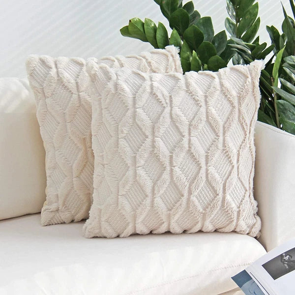 Pack of 2 Plush Throw Pillow Covers Velvet Couch Square Cushion Cover 16"18"20"