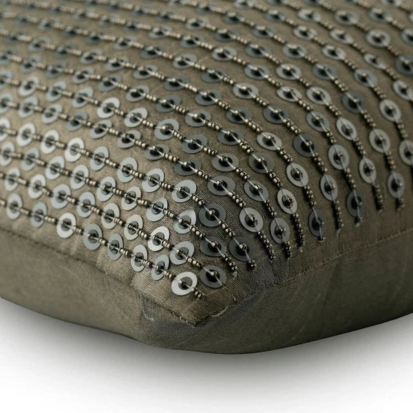 Square Sofa Pillow Cover Silver 16"x16", Bed Decor Silk Fabric - Silver Duex