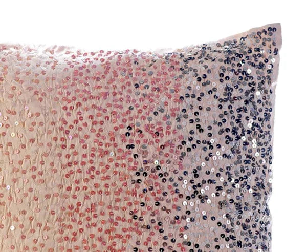 Couch Pillow Case Pink 16"x16", Bed Decor Silk Fabric - Princess Sparkle