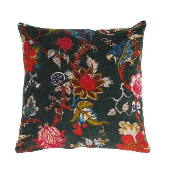 Indian Black Floral Velvet Cushion Cover Home Decor Sofa Decor Pillow Case Cover