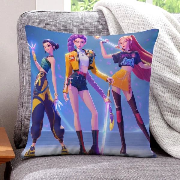 KPOP Hunters Throw Pillowcases Square Cushion Covers Cotton Linen for Sofa