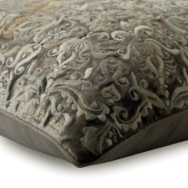 Couch Pillow Case Grey 16"x16", Bed Decor Velvet Embroidery - Mystic Dream
