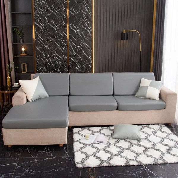 PU Leather Sofa Seat Cushion Covers Waterproof 1/2/3/4 Seater Stretch Slipcover