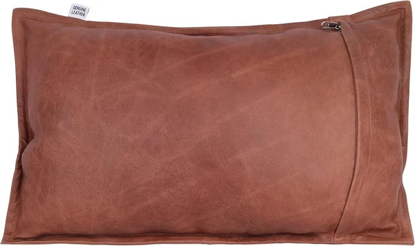 Natural lambskin leather Tan Antique Box Pillow Cover For Sofa Cushion & Bedroom