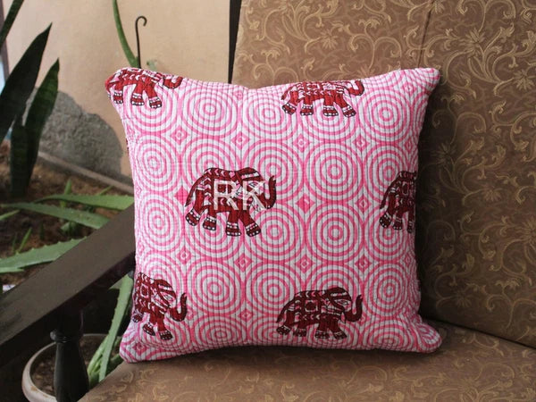 Pair Set Quilted Pillow Cover Case Couch Elephant Print Cushion Cover Home Decor