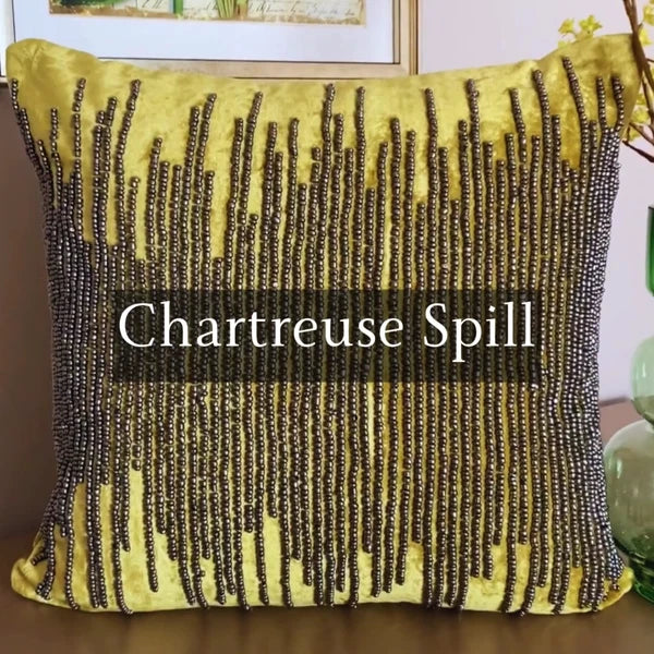 Decorative Sofa Cushion Case Green 16"x16", Bed Decor Velvet - Chartreuse Spill
