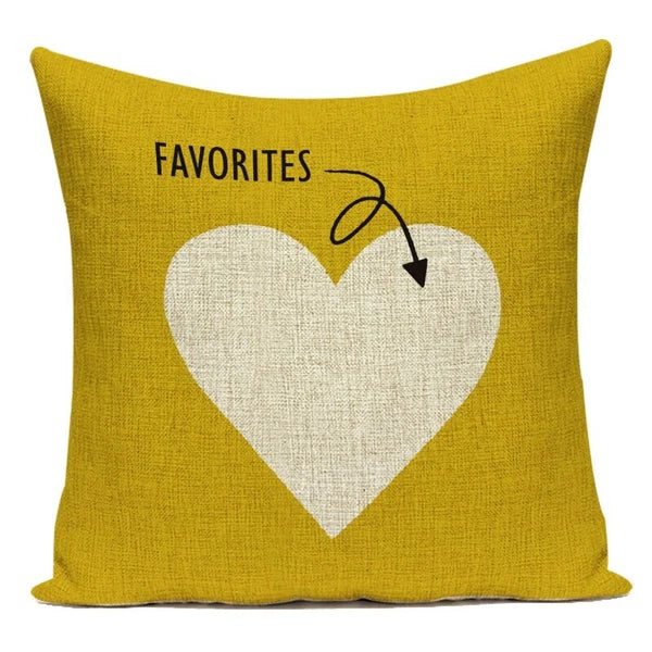 Geometry Cushion Cover Yellow Black Letter Modern Simple Pillowcase for Sofa Bed