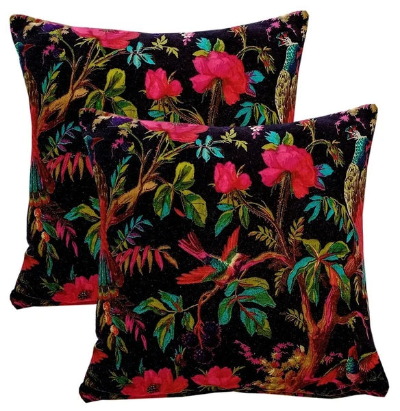 Indian Black Bird Velvet Cushion Cover Home Decor Sofa Decor Pillow Case Covers