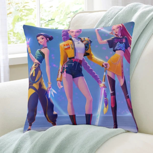 KPOP Hunters Throw Pillowcases Square Cushion Covers Cotton Linen for Sofa