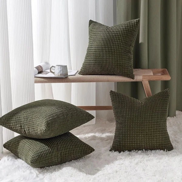 Throw Pillows Covers for Couch, Decorative Fluffy Corduroy Cushion Cover 4 PCS