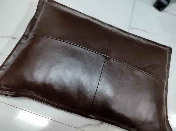 Leather Pillow Cover, Rectangle Home & Living Décor Throw Cover - Dark Brown
