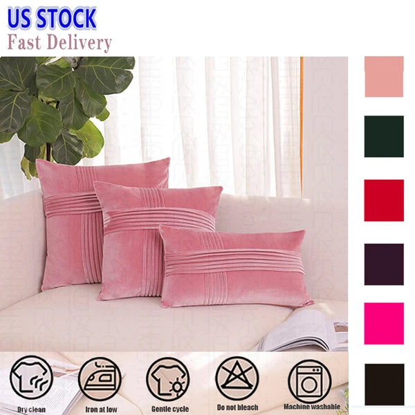 18x18" Velvet Throw Pillow Cover Sofa Car Throw Cushion Covers Home Decor 2 pk