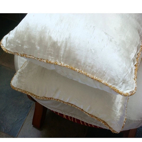 Sofa Pillow Case White 16"x16", Bed Decor Velvet Fabric - White Shimmer