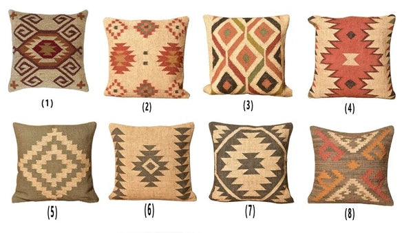 Indian Jute Wool Kilim Cushion Cover Vintage Look Your Home Pillow cover throw