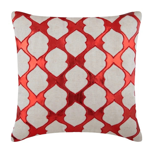 Couch Pillow Cover Red 16"x16", Bed Decor Faux Leather Pattern - All Time Red