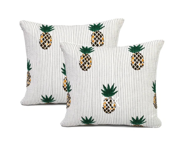 Quilted Pillow 2PC Set Pineapple Printed Pillow Cover Case Couch Cushion Cover