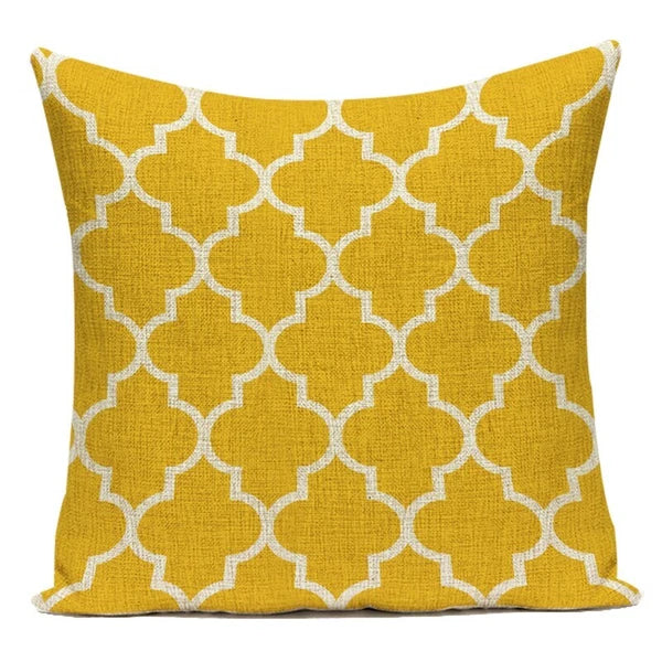 Geometry Cushion Cover Yellow Black Letter Modern Simple Pillowcase for Sofa Bed