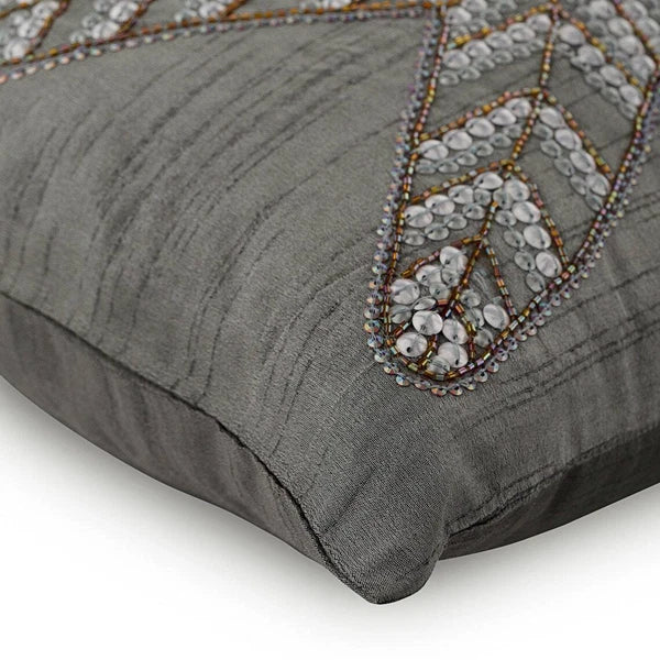 Couch Pillow Cover Grey 16"x16", Bed Decor Silk Sea Creatures - Starry Light