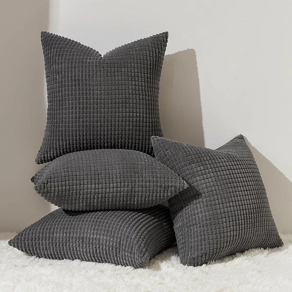 Throw Pillows Covers for Couch, Decorative Fluffy Corduroy Cushion Cover 4 PCS