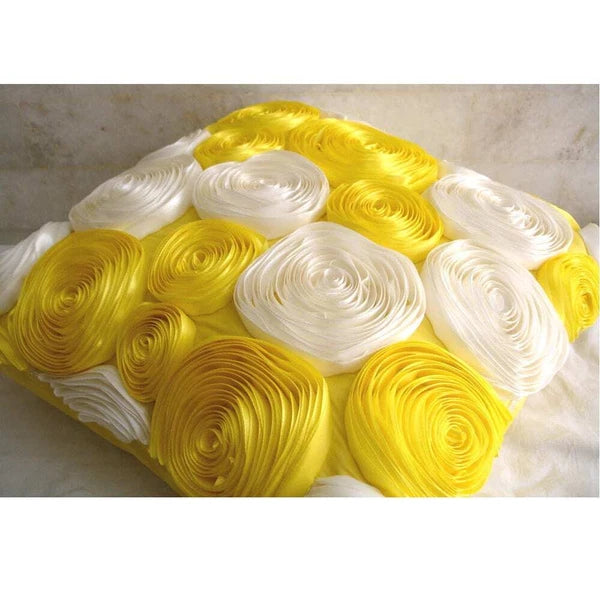 Square Sofa Pillow Cover Yellow 16"x16", Bed Decor Silk - Sunny Yellow Blooms