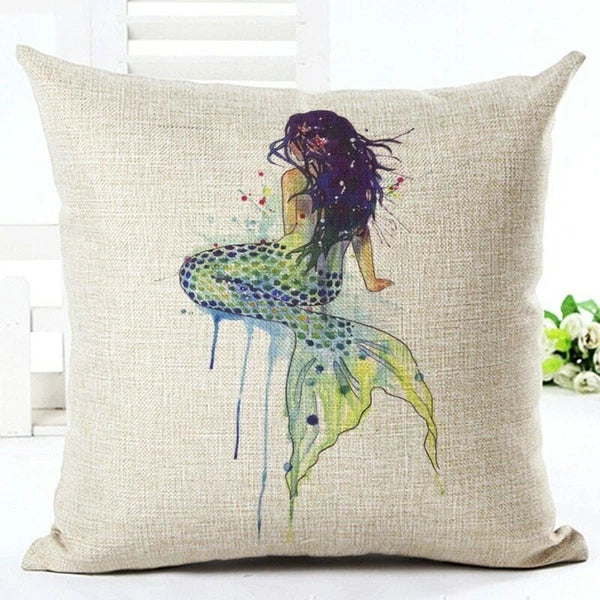 RUBYLOVE Mermaid Pattern Pillow Cushion Cover Car Home Decoration Sofa Bed