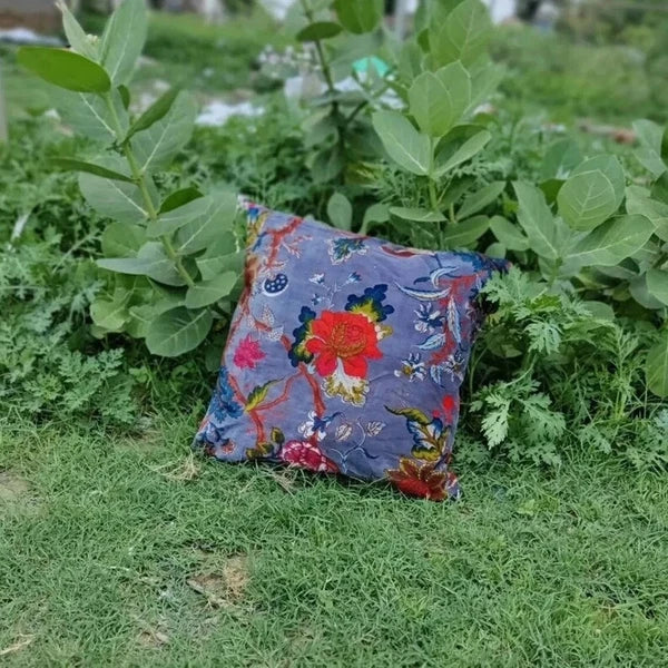 Indian Light Purple Floral Velvet Cushion Cover Home Decor Sofa Pillow Cover AU