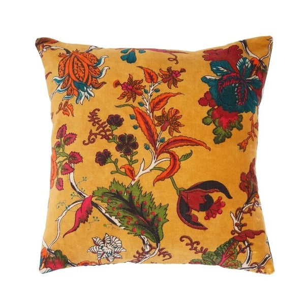 Indian Mustard Floral Velvet Cushion Cover Home Decor Sofa Decor Pillow Cover AU
