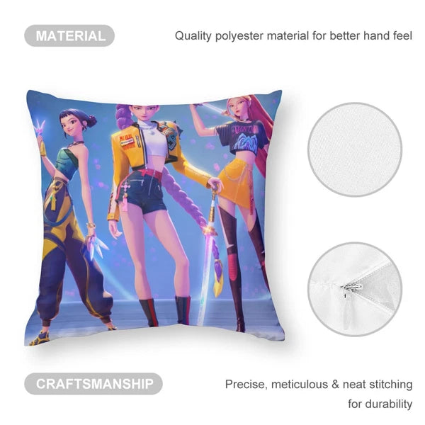 KPOP Hunters Throw Pillowcases Square Cushion Covers Cotton Linen for Sofa