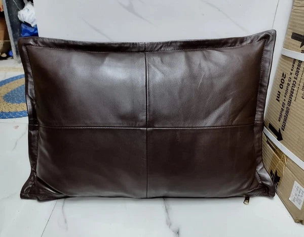 Leather Pillow Cover, Rectangle Home & Living Décor Throw Cover - Dark Brown