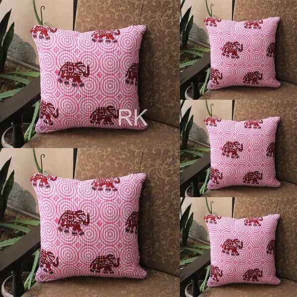Pair Set Quilted Pillow Cover Case Couch Elephant Print Cushion Cover Home Decor
