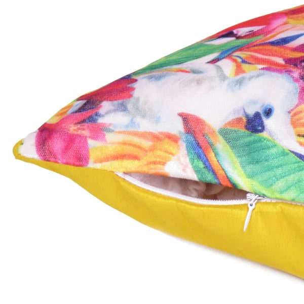 Multi Parrot Print Soft Velvet Cushion Cover Sofa Pillowcase with Zipper Closure