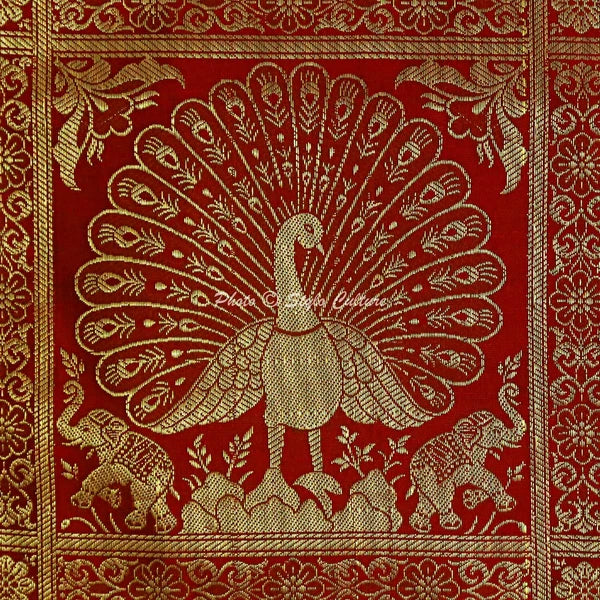 Indian Peacock Brocade Cushion Cover Handmade Sofa Pillow Case Cover Throw 12"