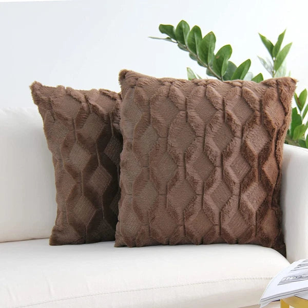Pack of 2 Plush Throw Pillow Covers Velvet Couch Square Cushion Cover 16"18"20"