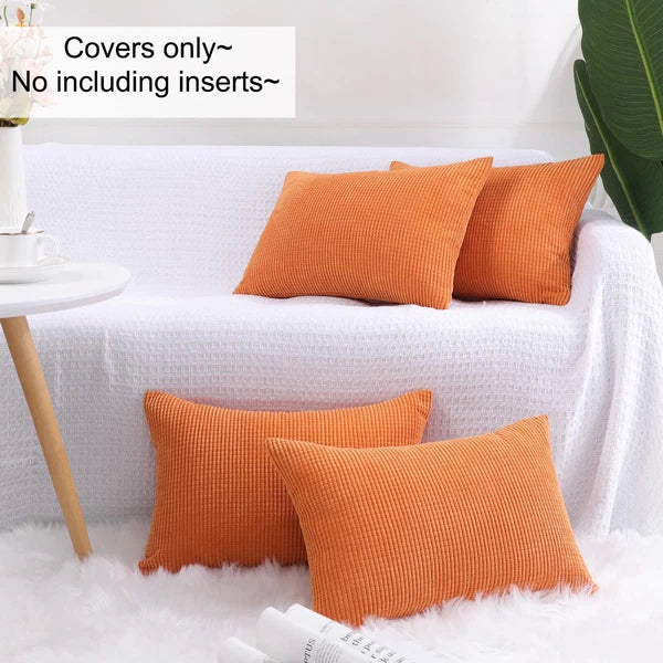 Set of 4 Corduroy Waist Throw Pillow Case Cushion Covers Home Sofa Bed