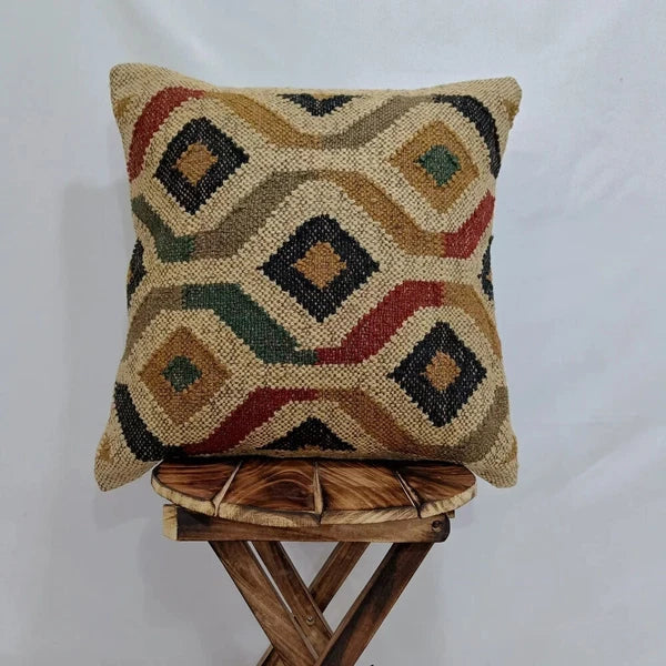 Indian Jute Wool Kilim Cushion Cover Vintage Look Your Home Pillow cover throw