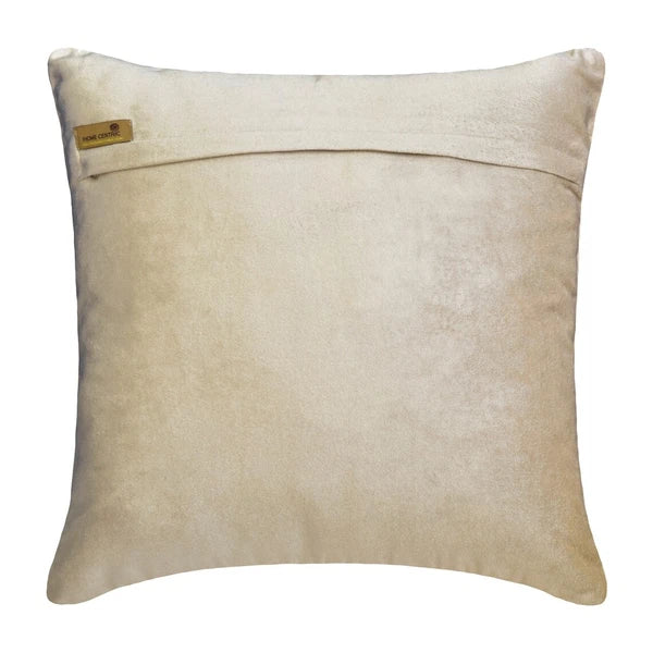 Square Couch Cushion Cover Ivory 16"x16", Bed Decor Velvet Beaded - Abigail