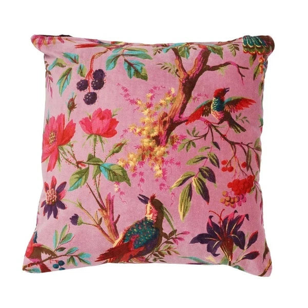 Indian Pink Bird Velvet Cushion Cover Home Decor Sofa Decor Pillow Case Cover AU