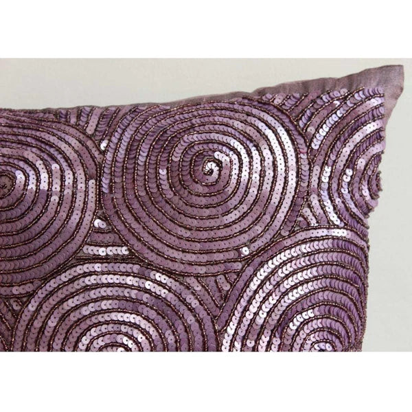 Couch Pillow Cover Purple 16"x16", Bed Decor Silk Circles & Dots - Purple Touch