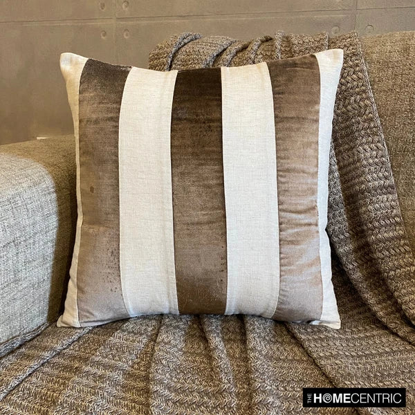 Square Couch Pillow Cover Brown 16"x16", Bed Decor velvet - Velvet Band Choco