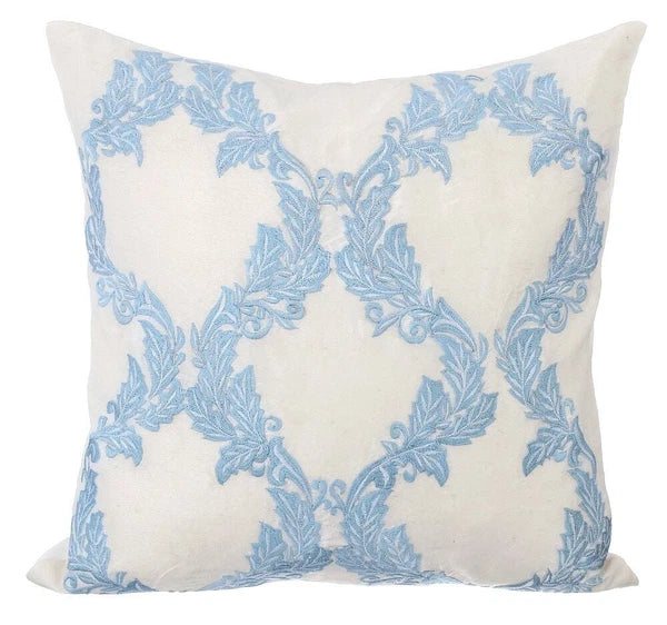 Couch Cushion Cover Blue 16"x16", Bed Decor Silk French Toile - French Riviera