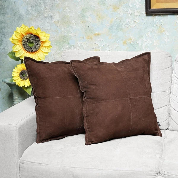 Natural lambskin leather Mid Brown Box pillowcase Sofa Cushion & Living&Bed Room